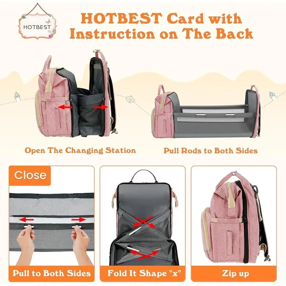 HOTBEST Diaper Bag Backpack, Pink, Large New